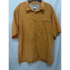 The North Face Shirt Adult XXL 2XL Button Up Short Sleeve Orange Check Modal